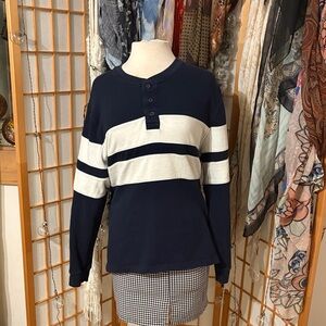 Navy and White Striped free assembly Long Sleeve